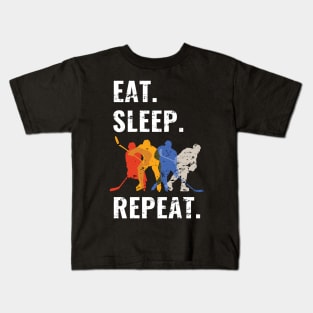 Eat Sleep Hockey Repeat - Funny Gift - Distress Design Kids T-Shirt